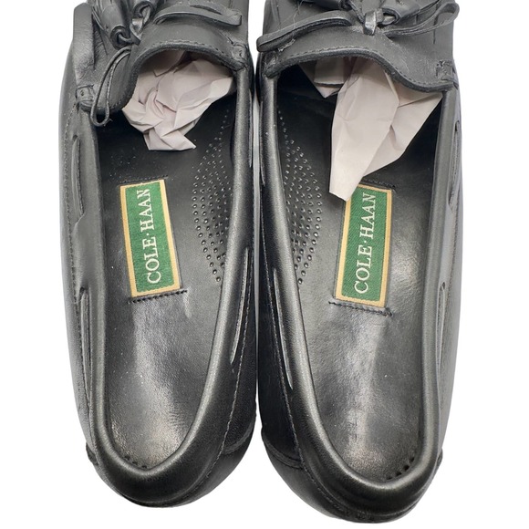 Cole Haan | Men | Matte Black Leather Kilted Tassel Loafers | Size 11 D - Picture 7 of 12